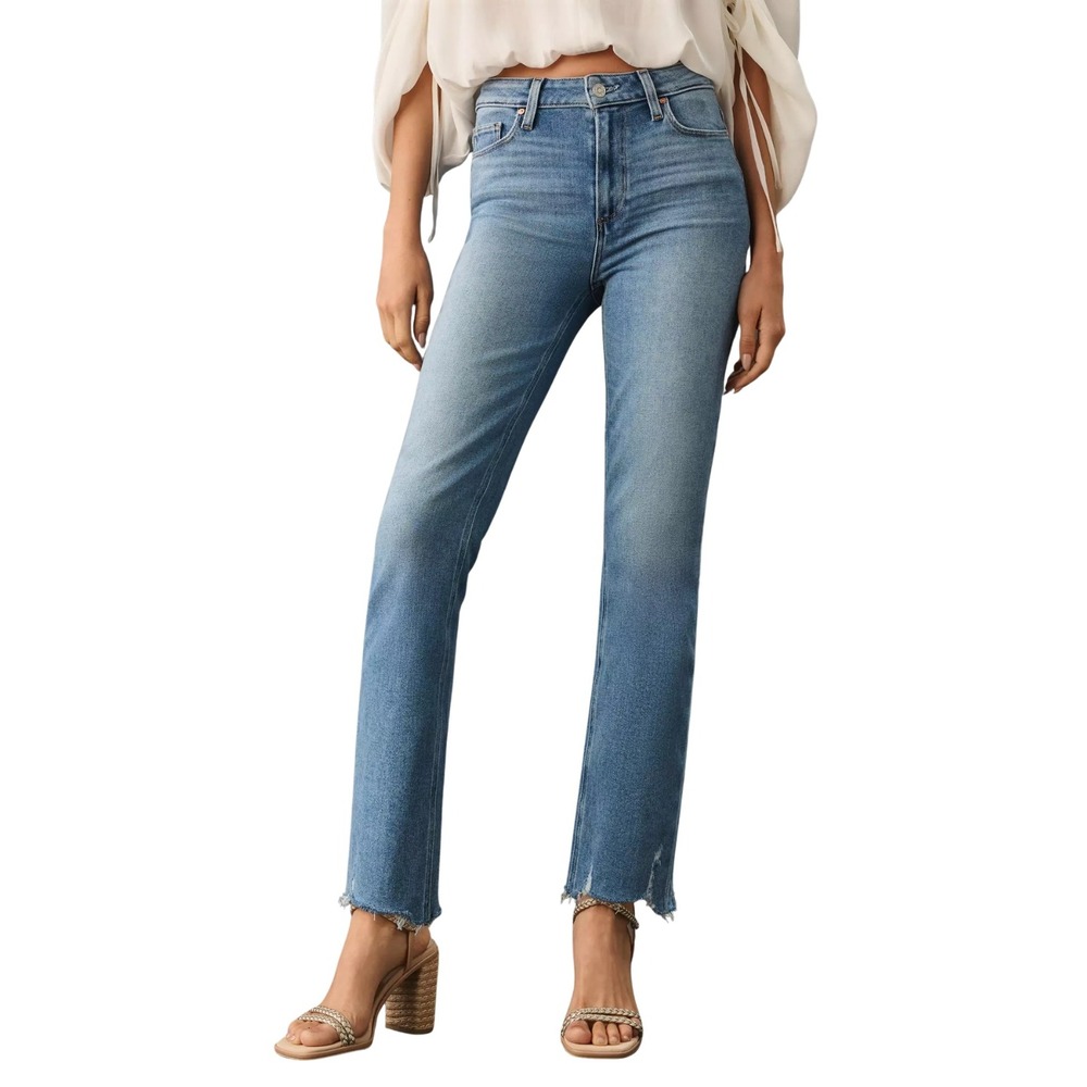 Paige Jeans Womens Size 30 Cindy High Rise Straight Leg Raw Hem Denim‎ Cotton